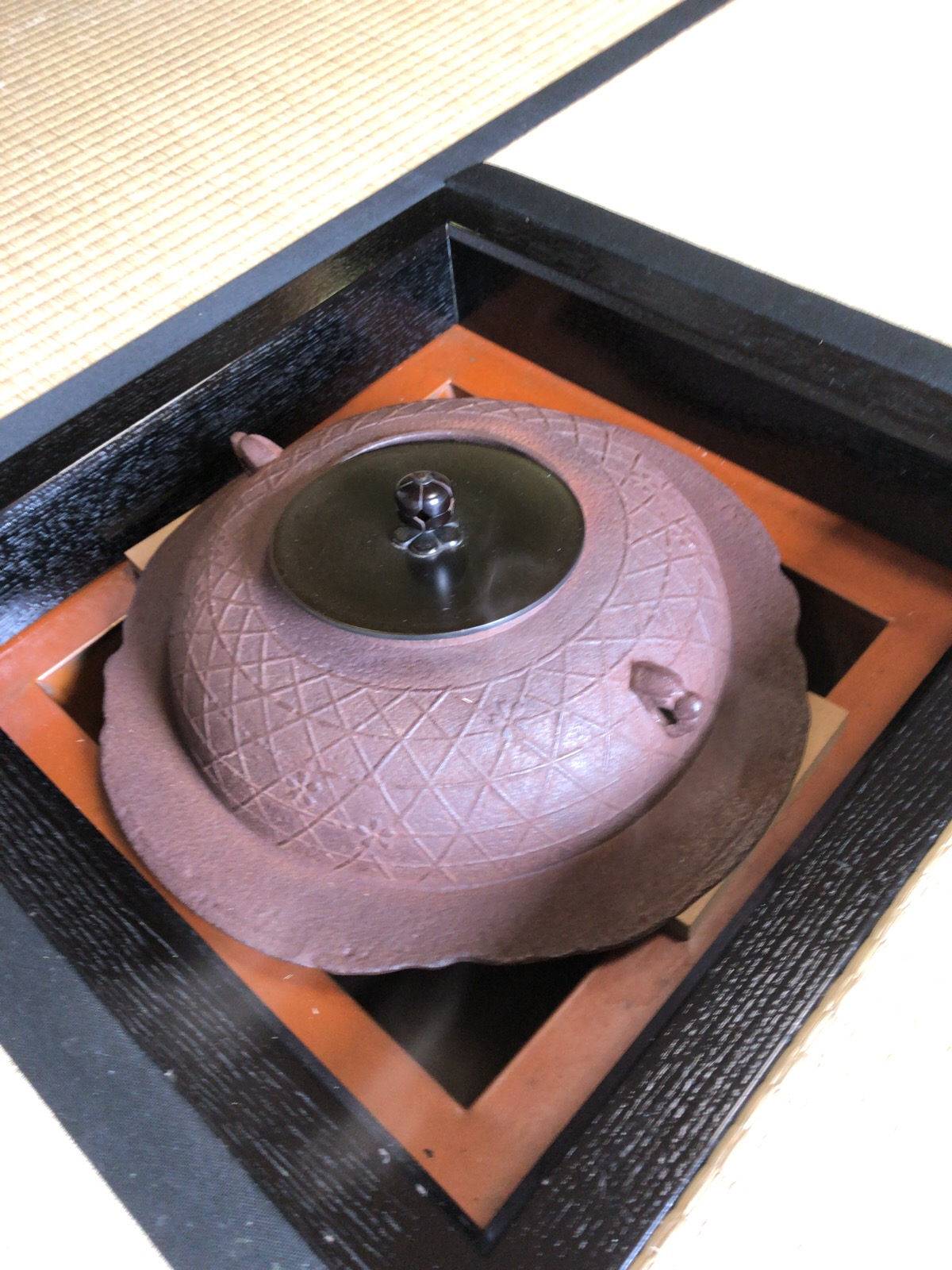 透木釜　（竹地紋）茶道具